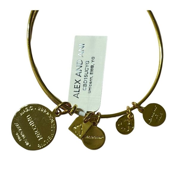 NWT Alex And Ani Gold Unicorn Charm Bangle Children's Miracle Network Hospitals - Picture 5 of 6
